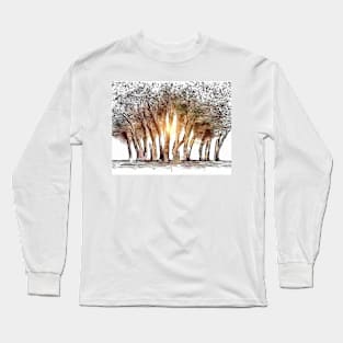 Sun-Kissed Forest Path Artwork Long Sleeve T-Shirt